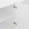 TREXM Modern Elegant 4-door Sideboard Gold Metal Handle Buffet Cabinet for Dining Room, Living Room, Bedroom, Hallway (White)