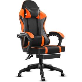 Video Game Chairs for Adults, PU Leather Gaming Chair with Footrest, 360¬∞Swivel Adjustable Lumbar Pillow Gamer Chair, Comfortable Computer Chair for