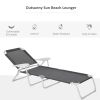 Outsunny Folding Chaise Lounge, Outdoor Sun Tanning Chair, 4-Position Reclining Back, Armrests, Metal Frame and Mesh Fabric for Beach, Yard, Patio, Da