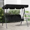 Outsunny 3-Seat Outdoor Patio Swing Chair with Removable Cushion, Steel Frame Stand and Adjustable Tilt Canopy for Patio, Garden, Poolside, Balcony, B