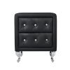 3-Pieces Bedroom Sets,Queen Size Upholstered Bed with LED Lights and Two Motion Activated Night Lights,PU Nightstand with 2 Drawers and Crystal Handle