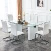 Large modern simple rectangular glass table, which can accommodate 6-8 people, equipped with 0.4-inch tempered glass table top and large MDF table leg