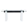 Large modern simple rectangular glass table, which can accommodate 6-8 people, equipped with 0.4-inch tempered glass table top and large MDF table leg