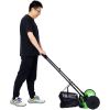 16-Inch 5-Blade Push Reel Lawn Mower with Grass Catcher, GREEN COLOR