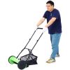 16-Inch 5-Blade Push Reel Lawn Mower with Grass Catcher, GREEN COLOR
