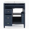 30'' Bathroom Vanity with Top Sink, Modern Bathroom Storage Cabinet with 2 Drawers and a Tip-out Drawer, Single Sink Bathroom Vanity