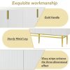 TREXM Modern Elegant 4-door Sideboard Gold Metal Handle Buffet Cabinet for Dining Room, Living Room, Bedroom, Hallway (White)