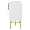 TREXM Modern Elegant 4-door Sideboard Gold Metal Handle Buffet Cabinet for Dining Room, Living Room, Bedroom, Hallway (White)