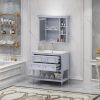 36'' Bathroom Vanity with Medicine Cabinet, Modern Mirror Cabinet with Adjustable Shelf, Bathroom Storage Cabinet with 4 Drawers, Solid Wood Frame Bat