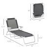 Outsunny Folding Chaise Lounge, Outdoor Sun Tanning Chair, 4-Position Reclining Back, Armrests, Metal Frame and Mesh Fabric for Beach, Yard, Patio, Da
