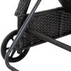 Outsunny Wicker Outdoor Chaise Lounge, 5-Level Adjustable Backrest PE Rattan Pool Lounge Chair with Wheels, Cushion & Headrest, Dark Coffee and Cream