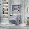 36'' Bathroom Vanity with Medicine Cabinet, Modern Mirror Cabinet with Adjustable Shelf, Bathroom Storage Cabinet with 4 Drawers, Solid Wood Frame Bat
