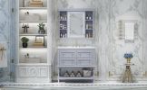 36'' Bathroom Vanity with Medicine Cabinet, Modern Mirror Cabinet with Adjustable Shelf, Bathroom Storage Cabinet with 4 Drawers, Solid Wood Frame Bat