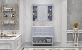 36'' Bathroom Vanity with Medicine Cabinet, Modern Mirror Cabinet with Adjustable Shelf, Bathroom Storage Cabinet with 4 Drawers, Solid Wood Frame Bat