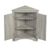 Oak Triangle Bathroom Storage Cabinet with Adjustable Shelves, Freestanding Floor Cabinet for Home Kitchen