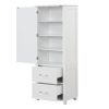 Tall Bathroom Storage Cabinet, Freestanding Storage Cabinet with Two Drawers and Adjustable Shelf, MDF Board with Painted Finish, White