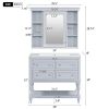 36'' Bathroom Vanity with Medicine Cabinet, Modern Mirror Cabinet with Adjustable Shelf, Bathroom Storage Cabinet with 4 Drawers, Solid Wood Frame Bat