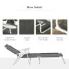 Outsunny Folding Chaise Lounge, Outdoor Sun Tanning Chair, 4-Position Reclining Back, Armrests, Metal Frame and Mesh Fabric for Beach, Yard, Patio, Da