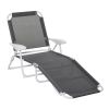 Outsunny Folding Chaise Lounge, Outdoor Sun Tanning Chair, 4-Position Reclining Back, Armrests, Metal Frame and Mesh Fabric for Beach, Yard, Patio, Da