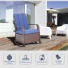 Outsunny Wicker Outdoor Rocking Chair, Patio Recliner with Adjustment Backrest, PE Rattan Lounge Chair with Adjustable Footrest and Cushions for Garde