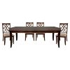 Wooden Side Chairs Set of 2 Elegant Back Design Fabric Upholstery Cherry Finish Formal Dining Furniture
