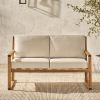 Contemporary Solid Wood Slat-Back Patio Loveseat – Natural