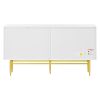 TREXM Modern Elegant 4-door Sideboard Gold Metal Handle Buffet Cabinet for Dining Room, Living Room, Bedroom, Hallway (White)