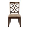 Wooden Side Chairs Set of 2 Elegant Back Design Fabric Upholstery Cherry Finish Formal Dining Furniture