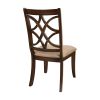 Wooden Side Chairs Set of 2 Elegant Back Design Fabric Upholstery Cherry Finish Formal Dining Furniture