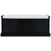 TREXM Storage Bench with 2 Drawers and 2 Cabinets, Shoe Bench with Removable Cushion for Living Room, Entryway (Black)