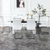 Large modern simple rectangular glass table, which can accommodate 6-8 people, equipped with 0.4-inch tempered glass table top and large MDF table leg