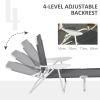 Outsunny Folding Chaise Lounge, Outdoor Sun Tanning Chair, 4-Position Reclining Back, Armrests, Metal Frame and Mesh Fabric for Beach, Yard, Patio, Da