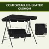 Outsunny 3-Seat Outdoor Patio Swing Chair with Removable Cushion, Steel Frame Stand and Adjustable Tilt Canopy for Patio, Garden, Poolside, Balcony, B