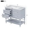 36'' Bathroom Vanity with Medicine Cabinet, Modern Mirror Cabinet with Adjustable Shelf, Bathroom Storage Cabinet with 4 Drawers, Solid Wood Frame Bat