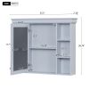 36'' Bathroom Vanity with Medicine Cabinet, Modern Mirror Cabinet with Adjustable Shelf, Bathroom Storage Cabinet with 4 Drawers, Solid Wood Frame Bat