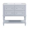 36'' Bathroom Vanity with Medicine Cabinet, Modern Mirror Cabinet with Adjustable Shelf, Bathroom Storage Cabinet with 4 Drawers, Solid Wood Frame Bat