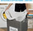 Laundry Hamper with Lid Laundry Basket with Handles Liner Bag Paper Woven Hampers for Laundry Clothes Storage Basket for Bedroom Bathroom (Grey)