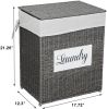 Laundry Hamper with Lid Laundry Basket with Handles Liner Bag Paper Woven Hampers for Laundry Clothes Storage Basket for Bedroom Bathroom (Grey)