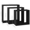 Wall Cube Shelves 3 pcs Black MDF