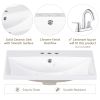 24" White Modern Sleek Bathroom Vanity Elegant Ceramic Sink with Solid Wood Frame Open Style Shelf