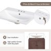 24" White Modern Sleek Bathroom Vanity Elegant Ceramic Sink with Solid Wood Frame Open Style Shelf
