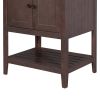 24" White Modern Sleek Bathroom Vanity Elegant Ceramic Sink with Solid Wood Frame Open Style Shelf